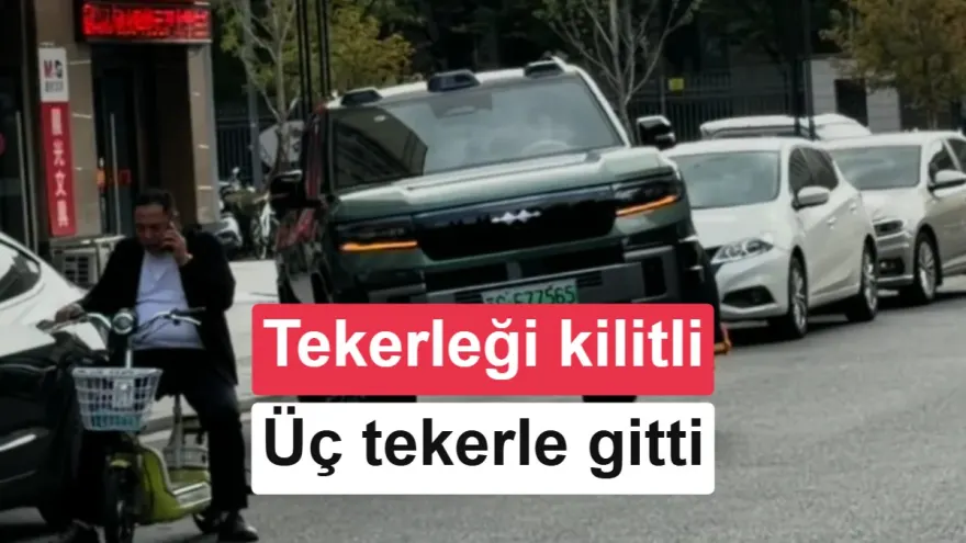 Tekerleğine kilit takılan BYD, üç tekerlek üzerinde yola devam etti
