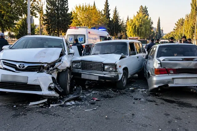 Mingəçevirdə zəncirvari qəza: İki sürücü xəsarət aldı