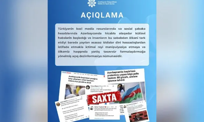 Media və Yayım Şurası Azərbaycan haqqında saxta məlumatların yayılmasını qətiyyətlə pisləyib